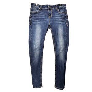 Buckle Black Mid-Rise Skinny Stretch Jeans Blue Fit 53 Distressed 30x32 Womens